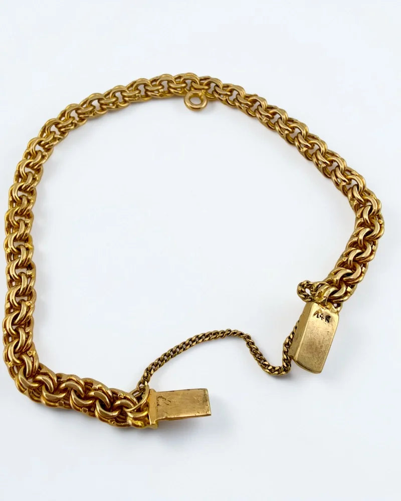 Vintage 10K Yellow Gold Byzantine Chain Bracelet 6.25 in - 10K Gold - Free shipping - 7