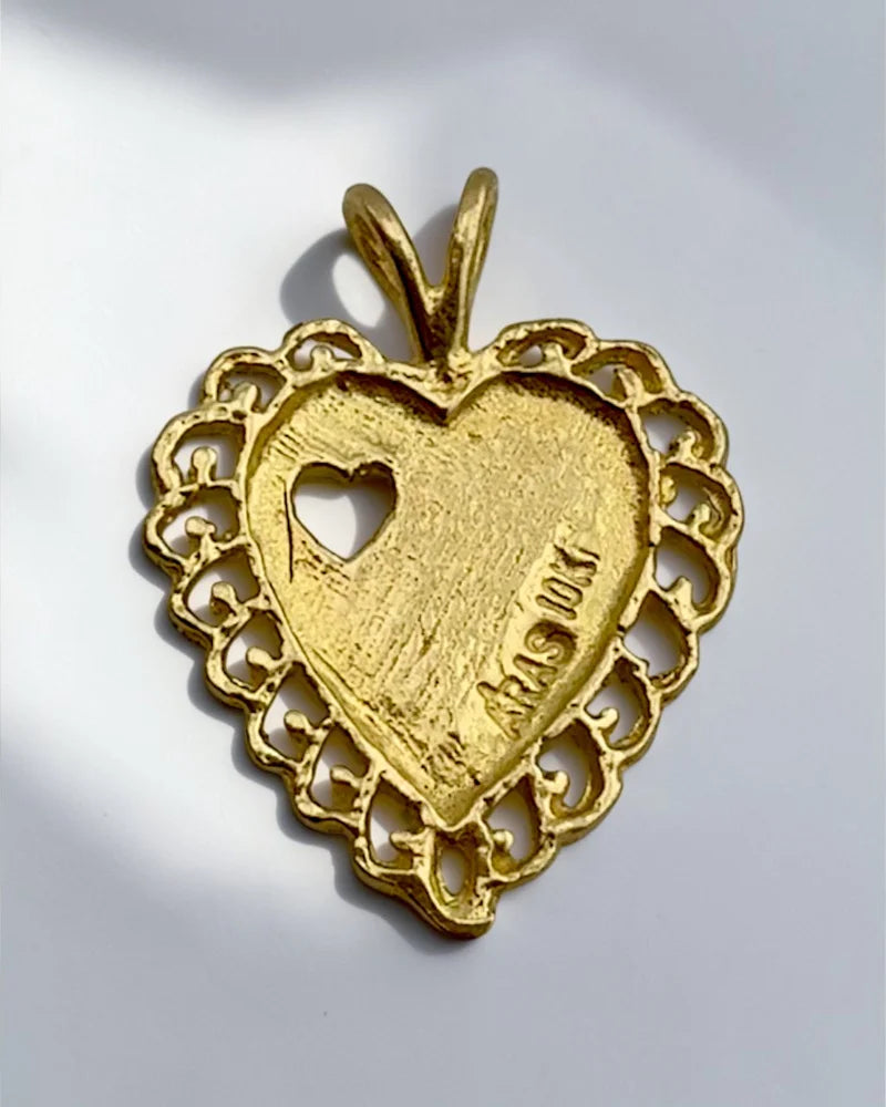 10K Yellow Gold Heart Pendant - 10K Gold - Free shipping - 5