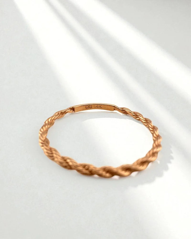14k Rose Gold Twisted Rope Ring - 7.5 - 14K Rose Gold - Free shipping - 7