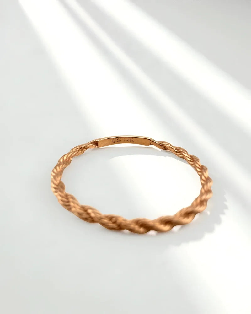 14k Rose Gold Twisted Rope Ring - 14K Rose Gold - Free shipping - 7