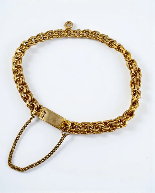 Vintage 10K Yellow Gold Byzantine Chain Bracelet 6.25 in - 10K Gold - Free shipping - 2