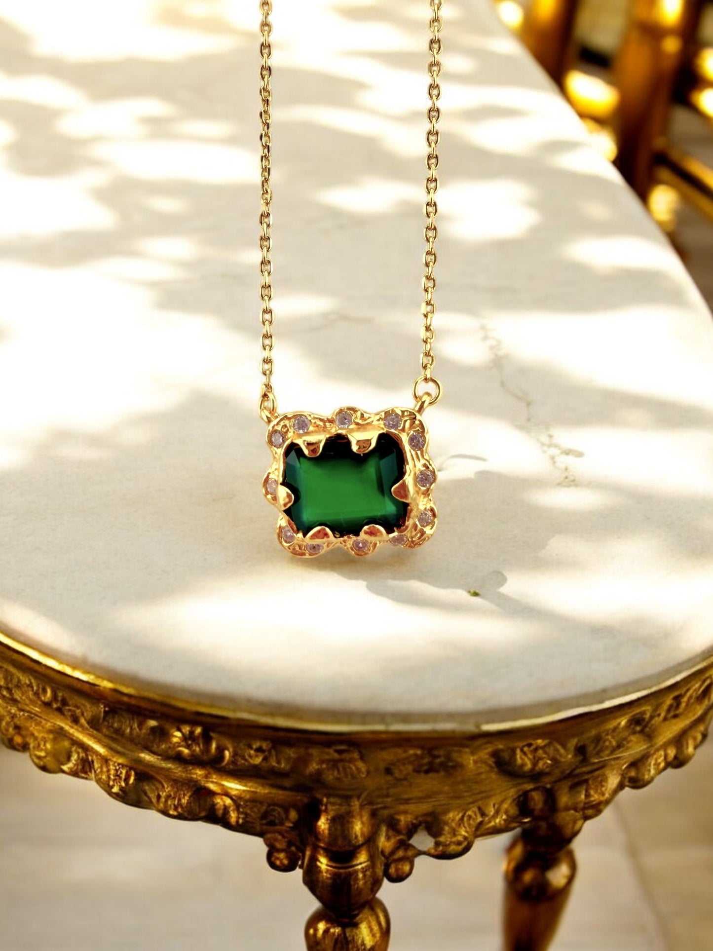 Natural Green Agate Pendant Necklace