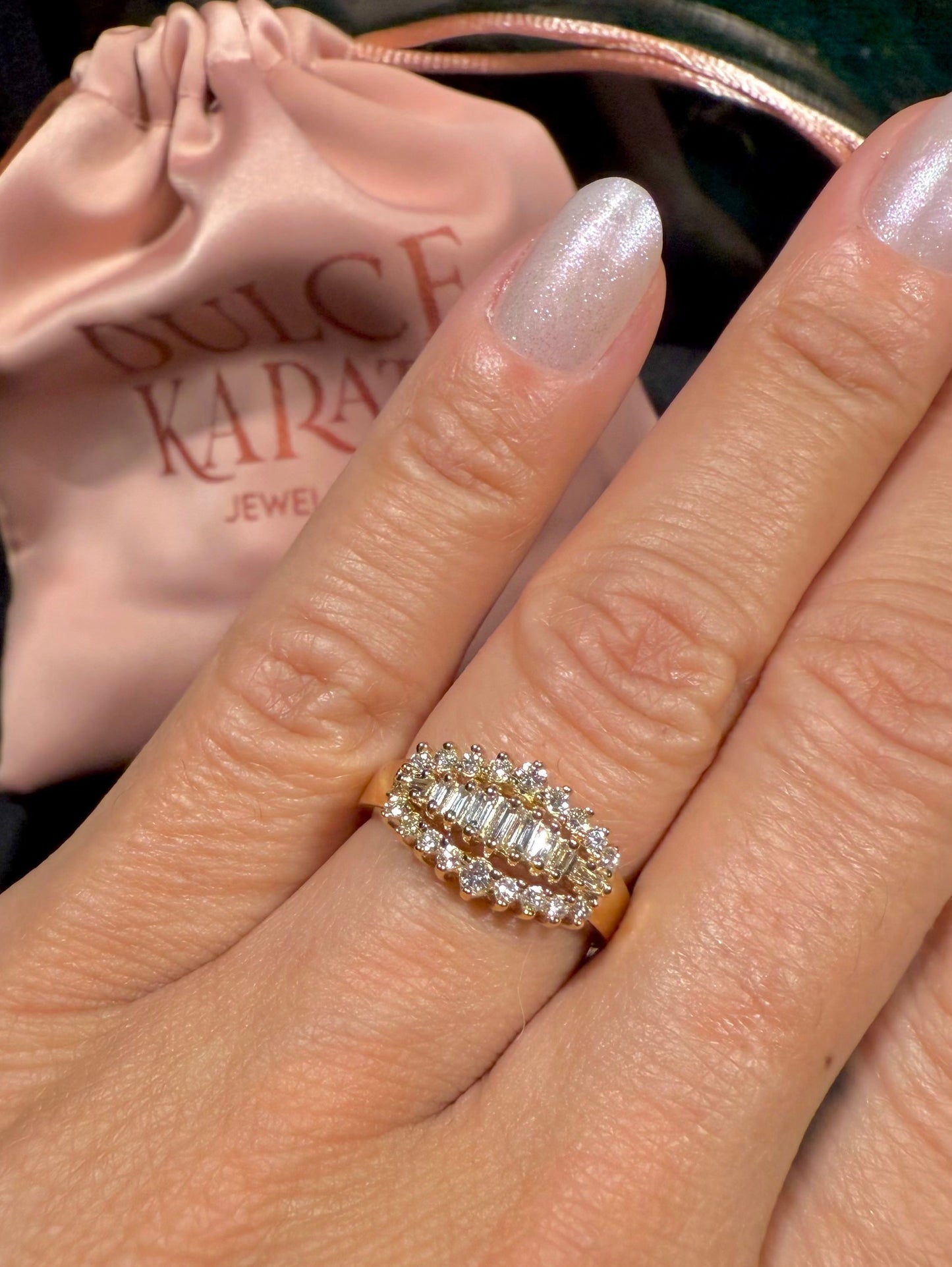 Diamond Cluster Ring 14K Gold, Sparkling VS1 Diamonds