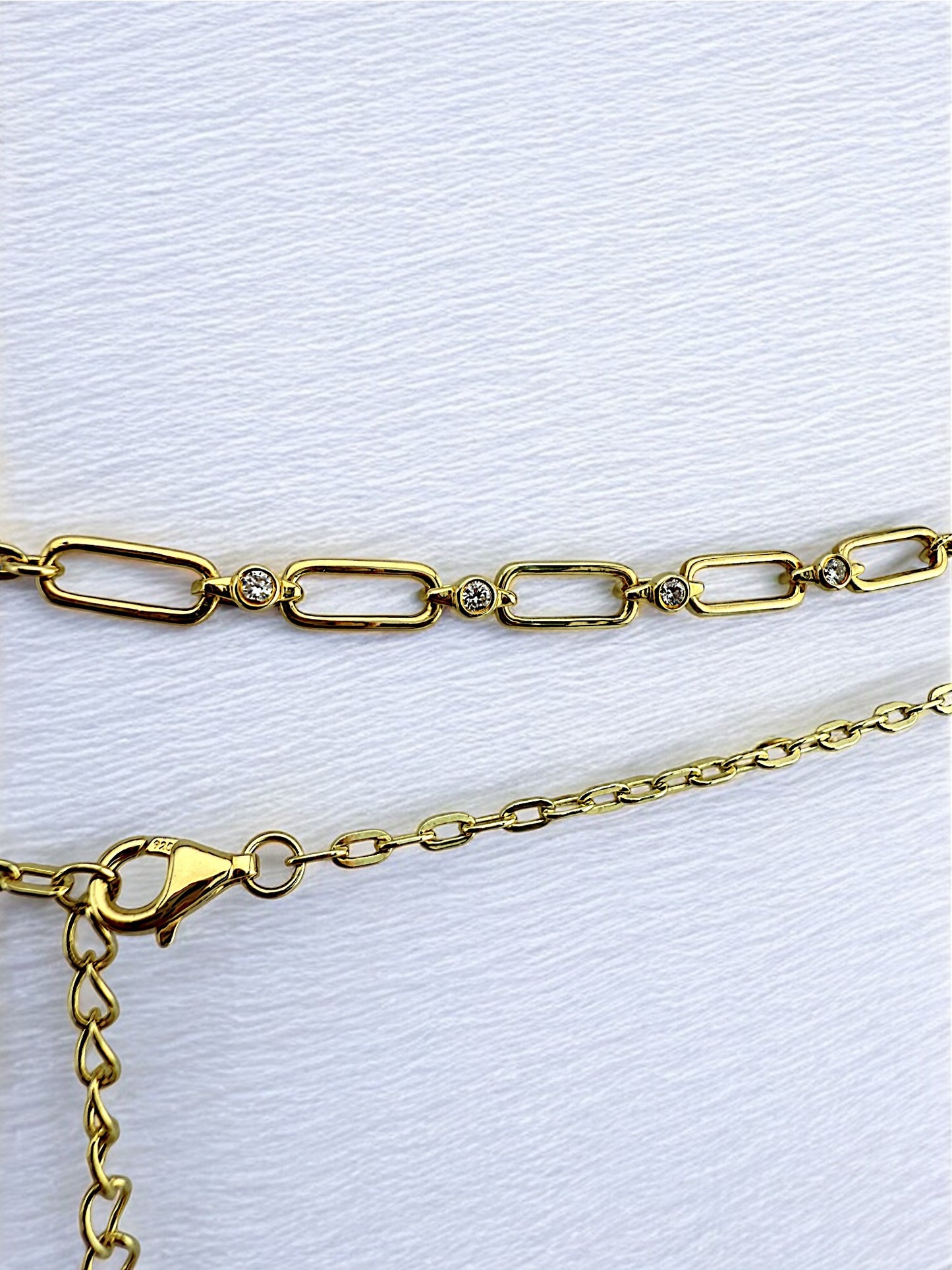 Paperclip Link Chain Necklace with Diamonds