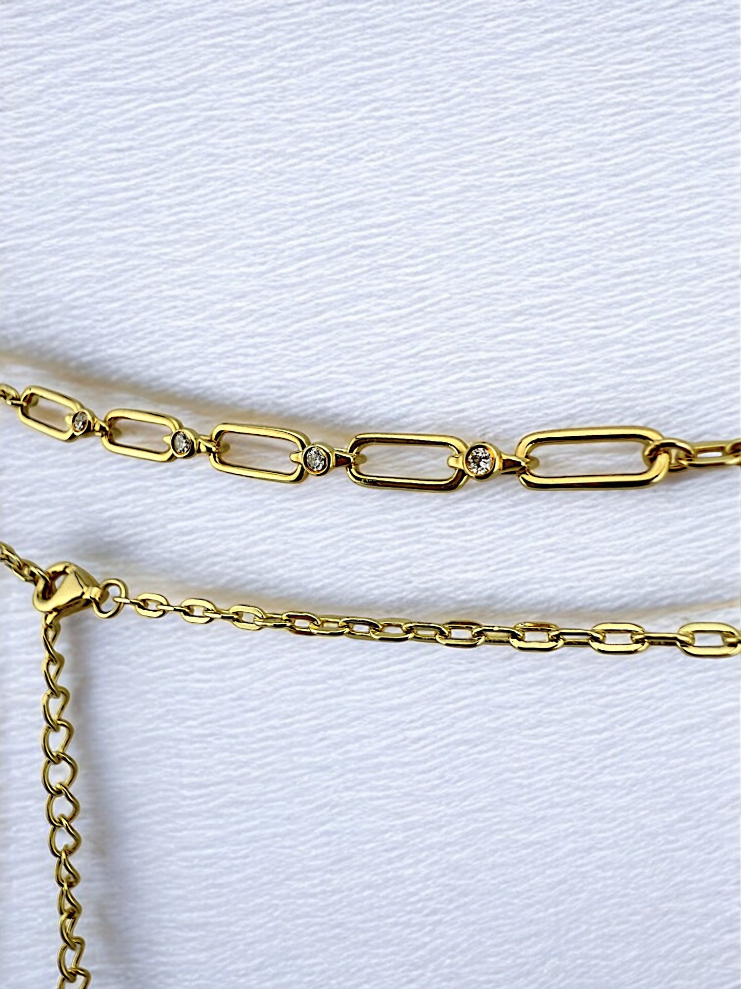 Paperclip Link Chain Necklace with Diamonds