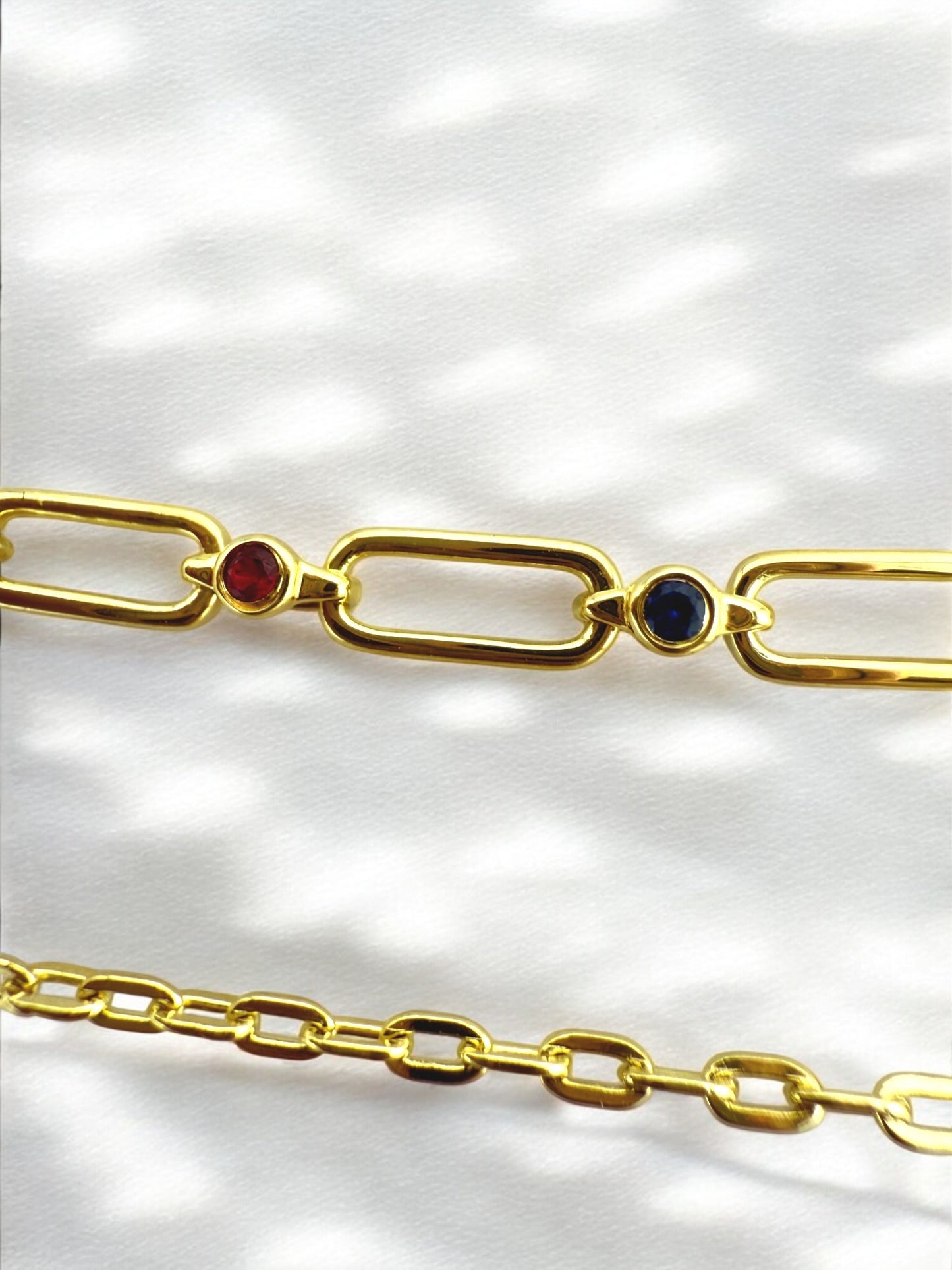 Rainbow Paperclip Necklace | Ruby, Sapphire, Emerald & Diamond