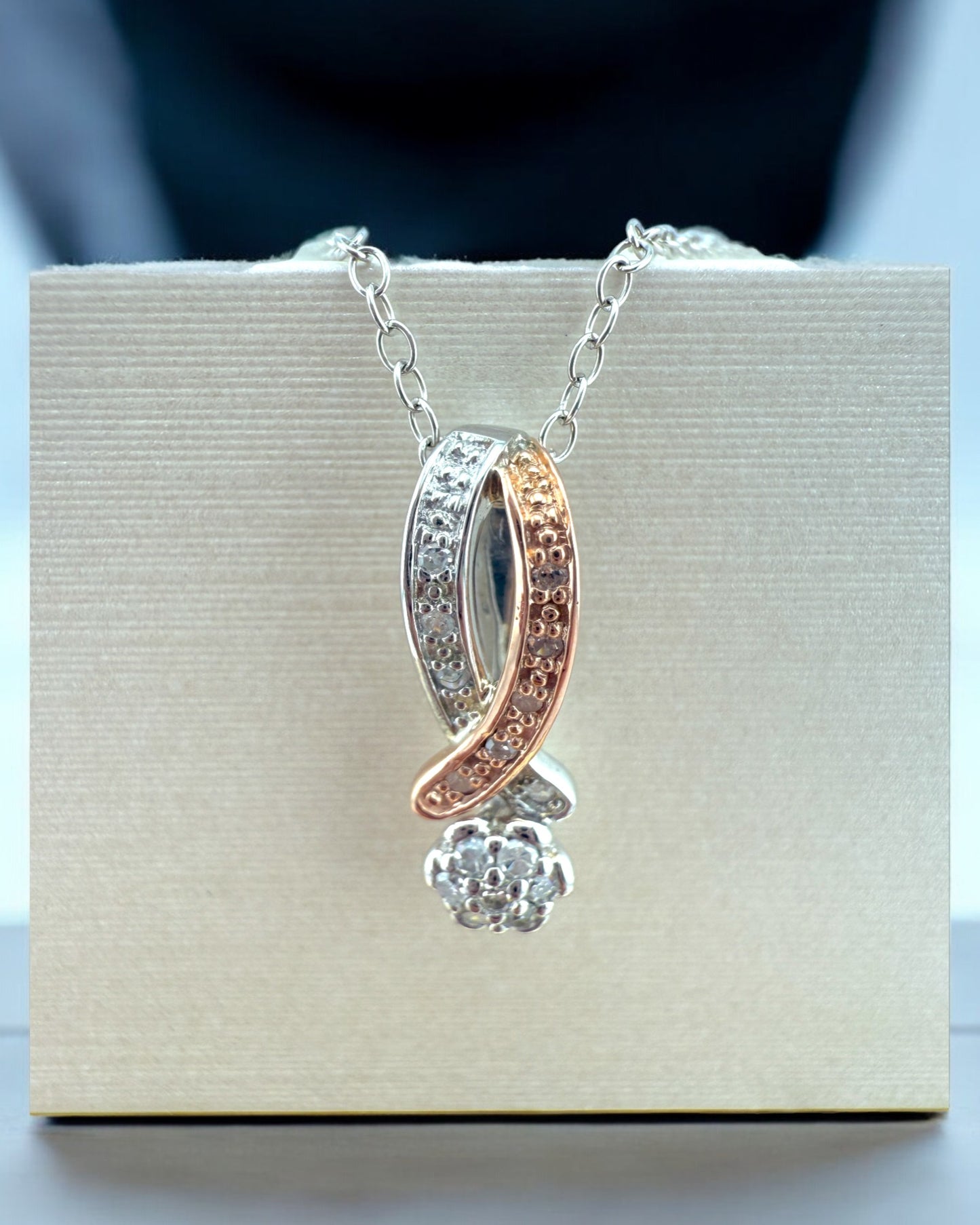 Silver and Rose Gold Intertwined Pendant Necklace