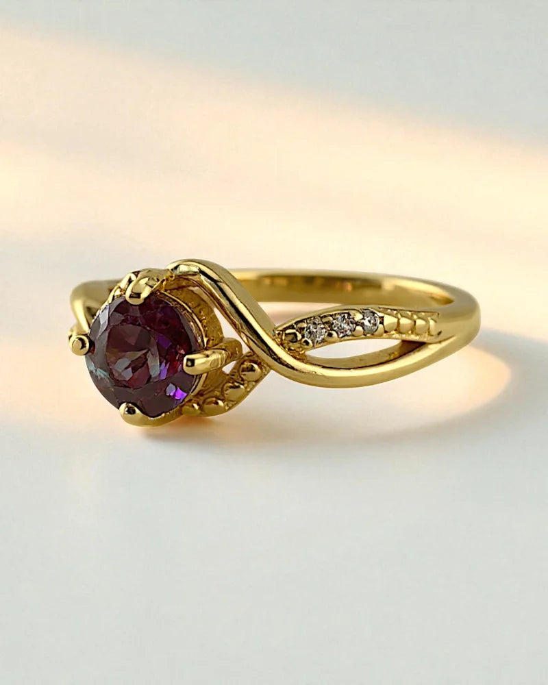 Color Changing Alexandrite SS925 Gold Vermeil Ring - SS925 14K Gold Vermeil - Free shipping - 5
