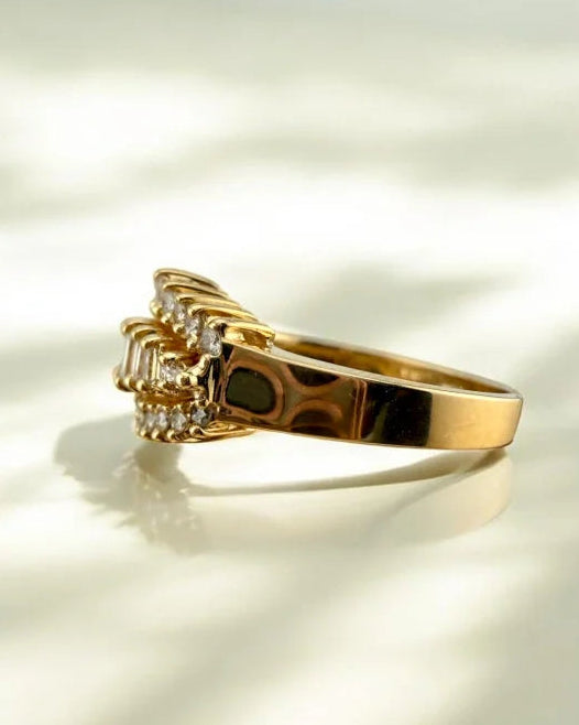 14K Gold VS Diamond Cluster Ring - 14K Solid Gold - Free shipping - 7