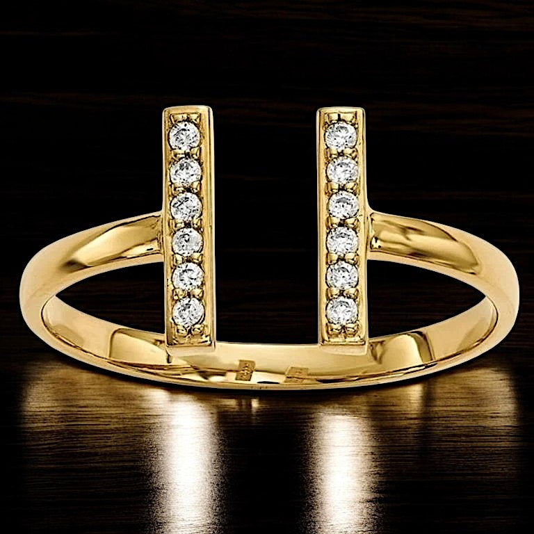 T Double Bar Diamond Ring
