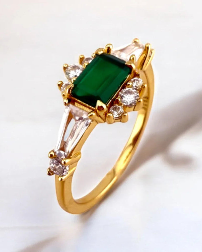 Natural Green Agate Ring in 14K Gold Vermeil - SS925 14K Gold Vermeil - Free shipping - 7