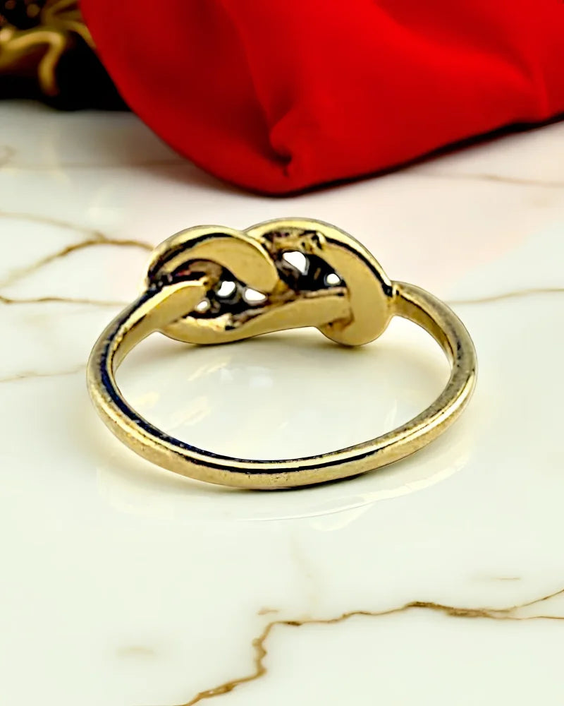 Vintage 14K Gold Diamond Love Knot Ring - 14K Solid Gold - Free shipping - 5