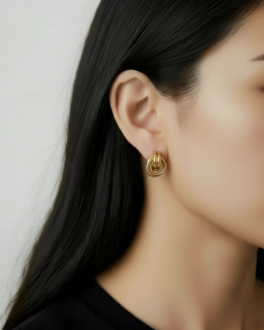 Vintage 14K Gold Sculptural Knot Earrings - 14K Solid Gold - Free shipping - 2