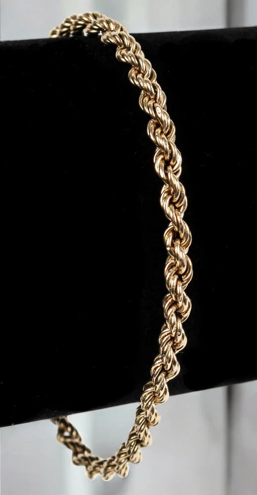 Vintage Classic 14K Gold Rope Chain Bracelet - 14K Solid Gold - Free shipping - 3