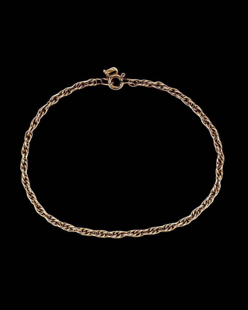 Vintage Solid Gold Rope Chain Bracelet - 9K gold - Free shipping - 5