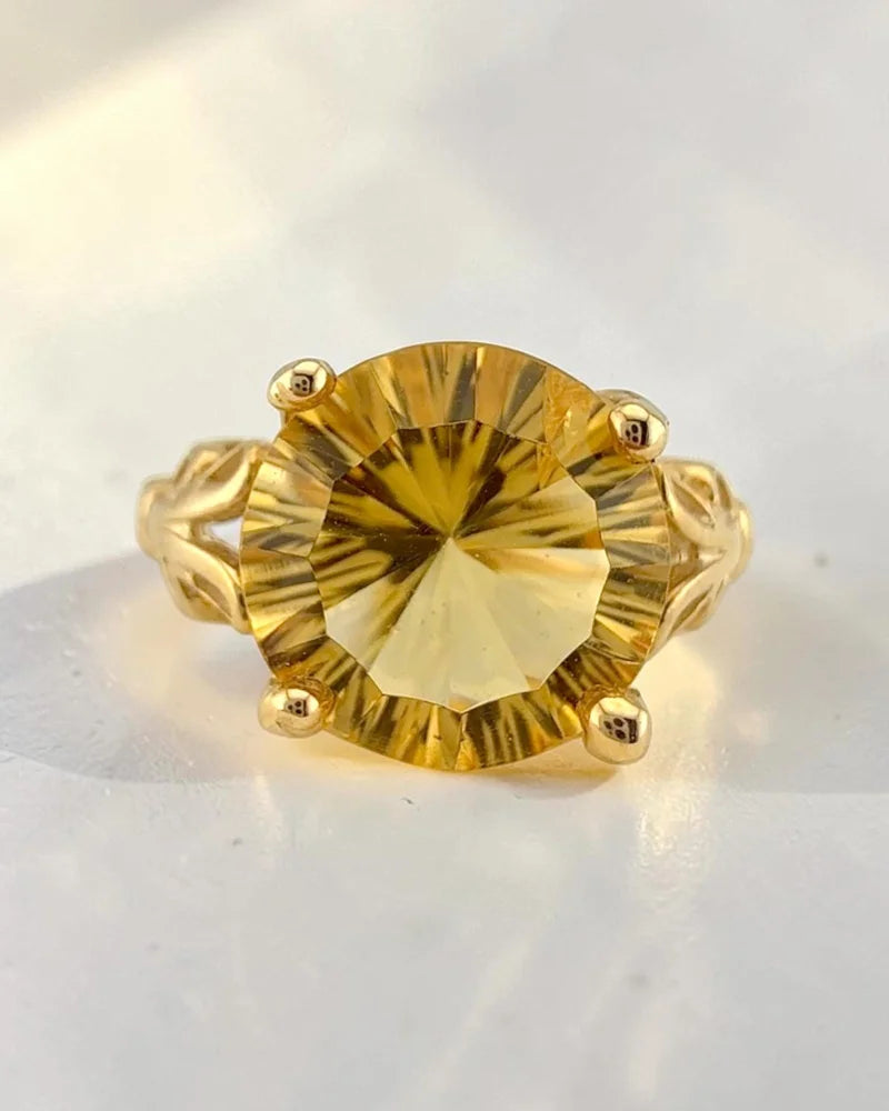 10K Gold 4 ct Citrine Ring - 10K Gold - Free shipping - 1