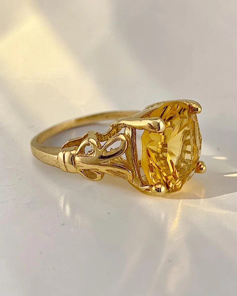 10K Gold 4 ct Citrine Ring - 10K Gold - Free shipping - 8