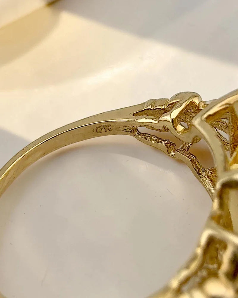 10K Gold 4 ct Citrine Ring - 10K Gold - Free shipping - 11