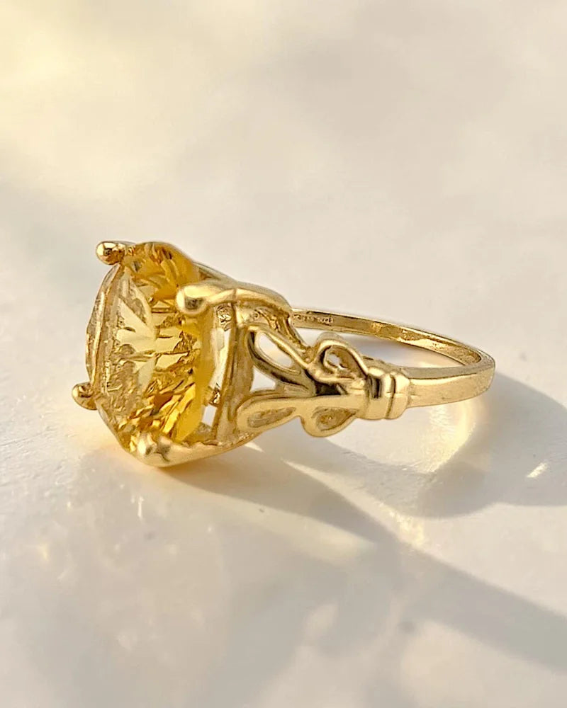 10K Gold 4 ct Citrine Ring - 10K Gold - Free shipping - 3