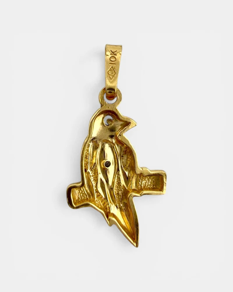 10k gold diamond bird pendant charm - 10K Gold - Free shipping - 4