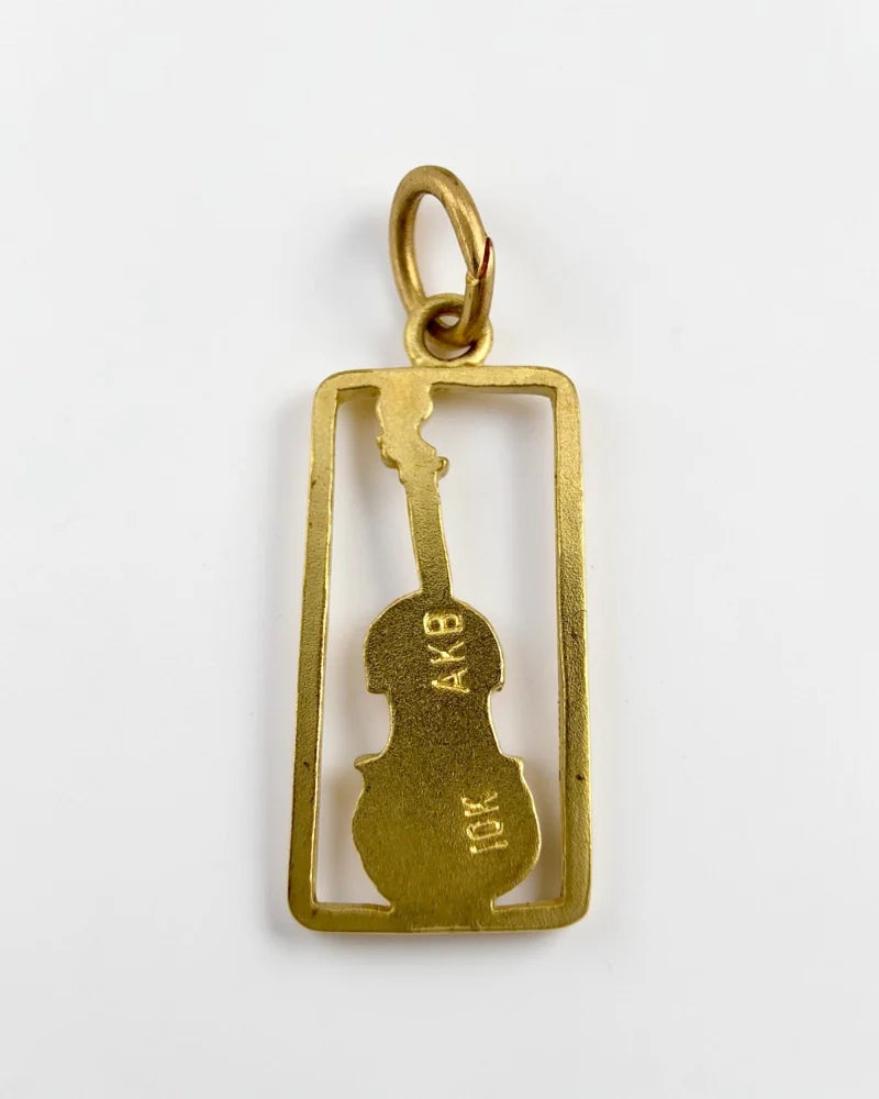 10K Gold Violin/Cello Pendant Charm - 10K Gold - Free shipping - 6