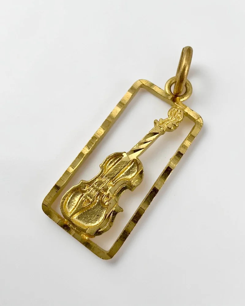 10K Gold Violin/Cello Pendant Charm - 10K Gold - Free shipping - 3