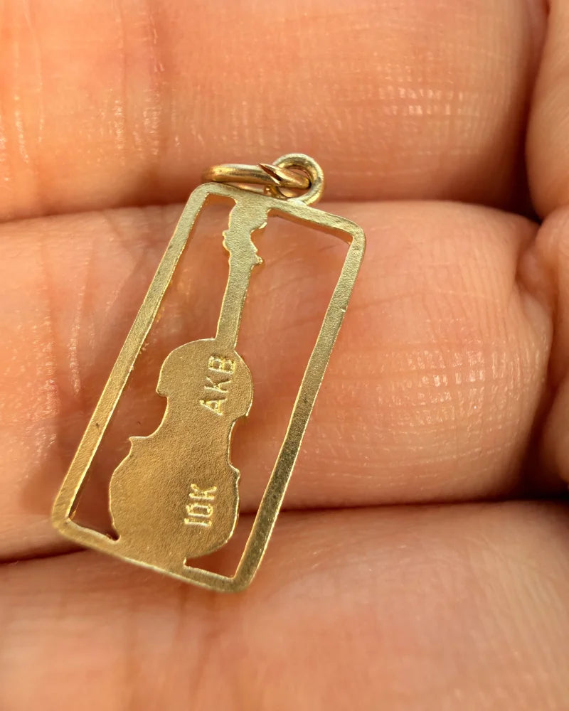 10K Gold Violin/Cello Pendant Charm - 10K Gold - Free shipping - 5