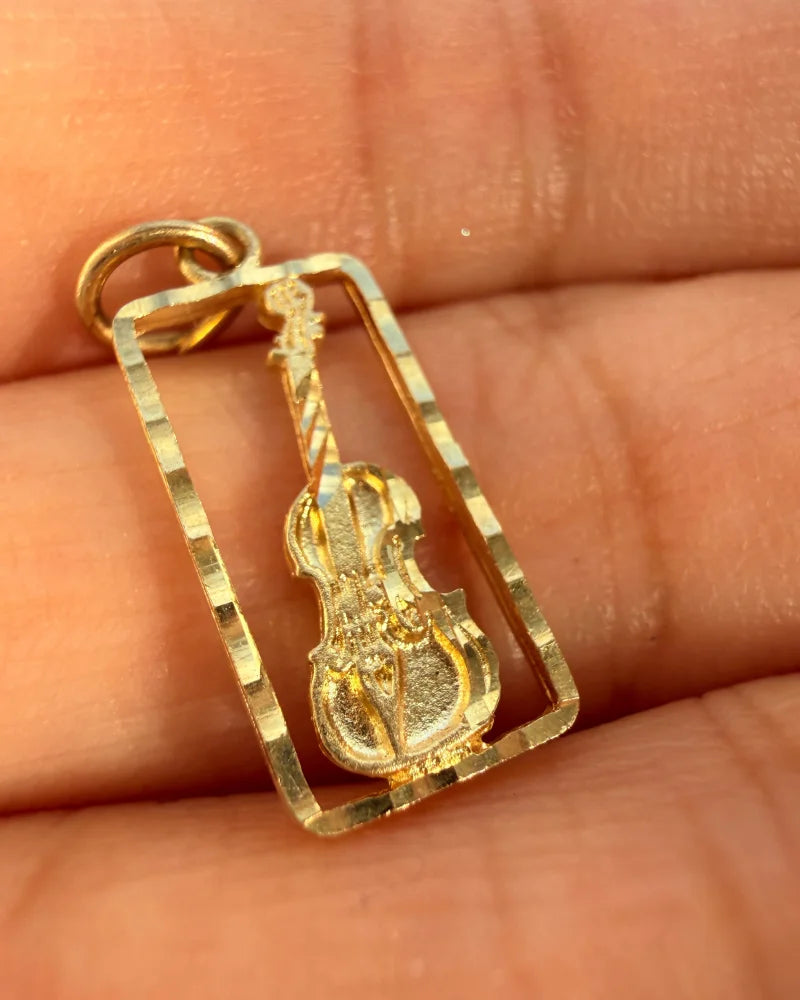 10K Gold Violin/Cello Pendant Charm - 10K Gold - Free shipping - 2