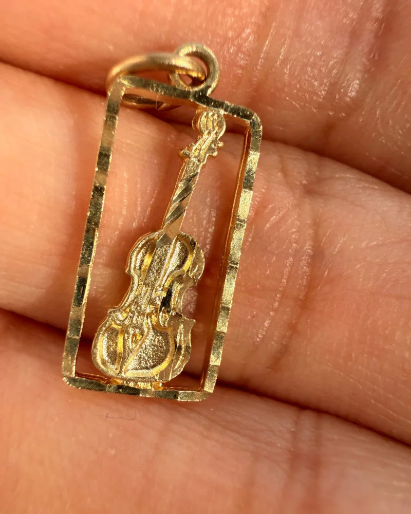10K Gold Violin/Cello Pendant Charm - 10K Gold - Free shipping - 4