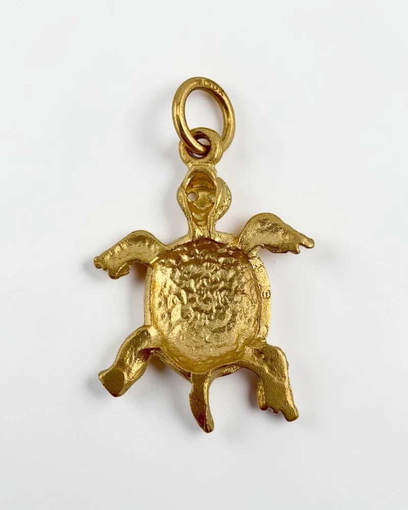 10K Gold Turtle Charm Pendant Cayman Islands Engraved - 10K Gold - Free shipping - 5