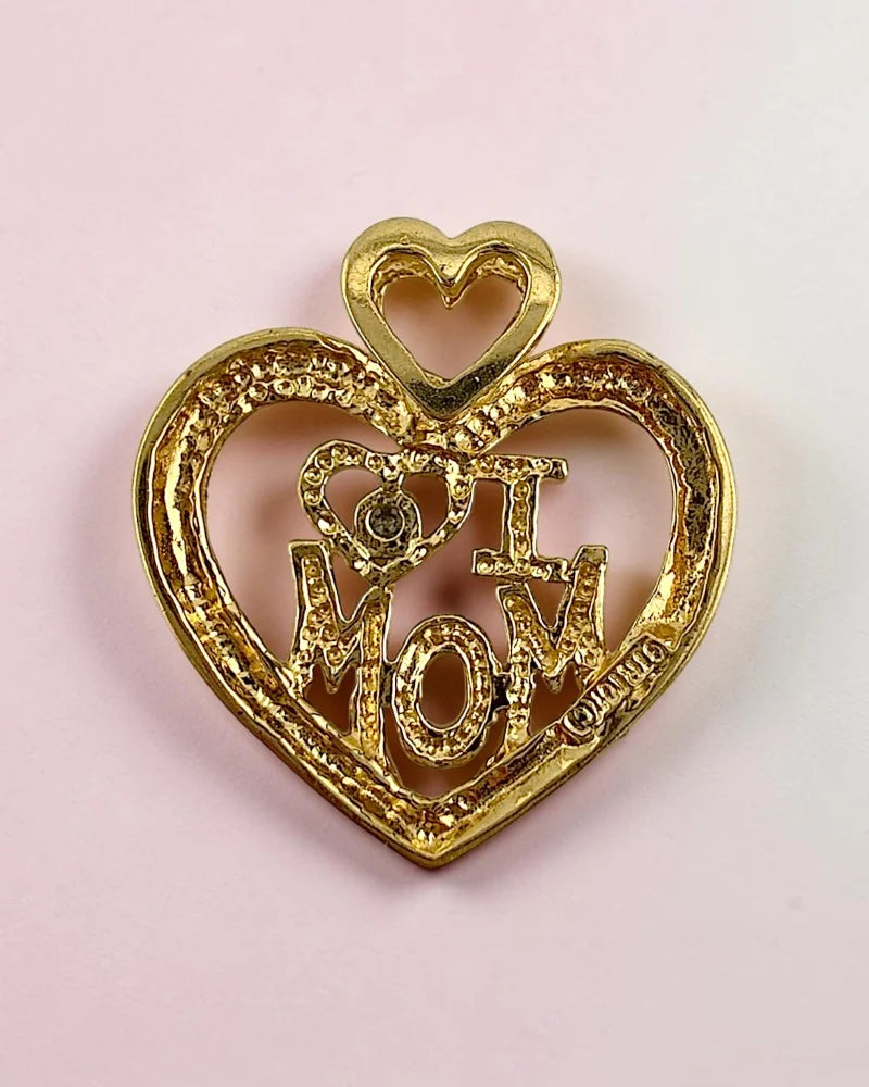 10K ’I Love Mom’ Heart Pendant with Diamond - 10K Gold - Free shipping - 2