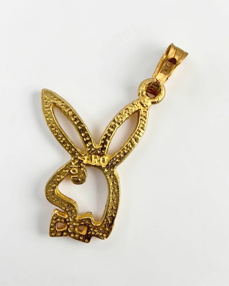 10K Playboy Bunny Charm Pendant Diamond Cut - 10K Gold - Free shipping - 6