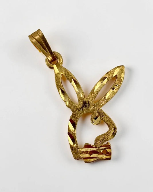 10K Playboy Bunny Charm Pendant Diamond Cut - 10K Gold - Free shipping - 1