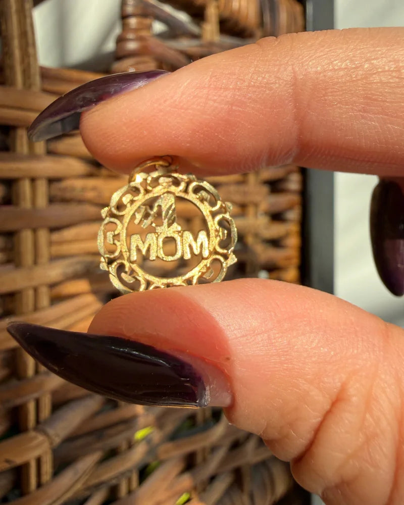 10K Solid Gold #1 Mom Pendant Charm - 10K Gold - Free shipping - 4