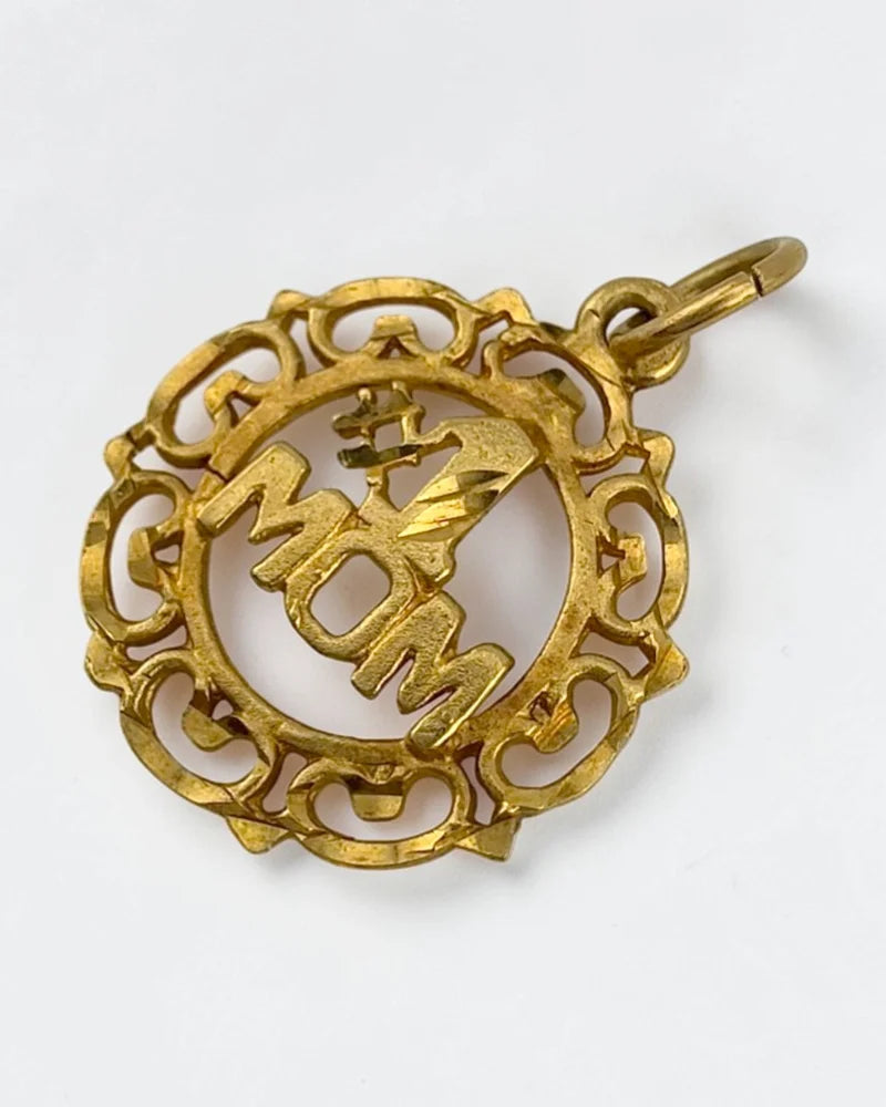 10K Solid Gold #1 Mom Pendant Charm - 10K Gold - Free shipping - 5