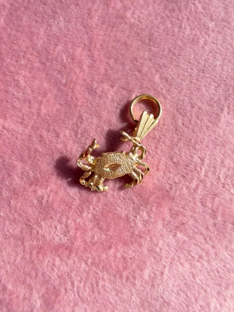 10K Yellow Gold Crab Charm Pendant - 10K Gold - Free shipping - 3
