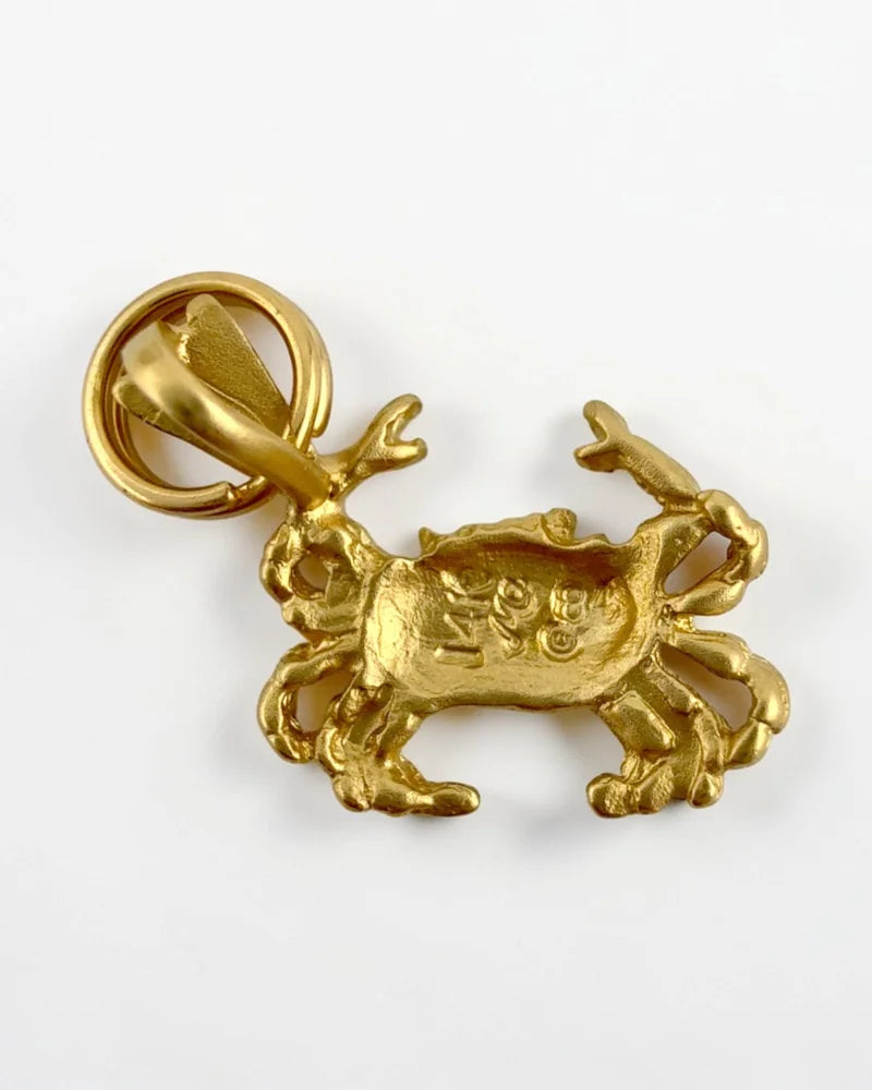 10K Yellow Gold Crab Charm Pendant - 10K Gold - Free shipping - 2