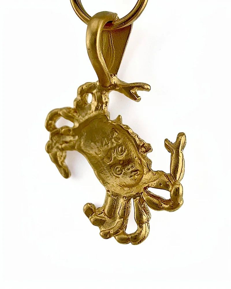 10K Yellow Gold Crab Charm Pendant - 10K Gold - Free shipping - 7