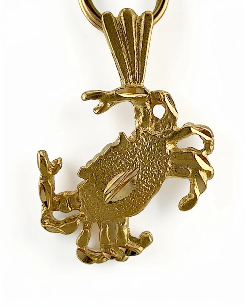 10K Yellow Gold Crab Charm Pendant - 10K Gold - Free shipping - 1