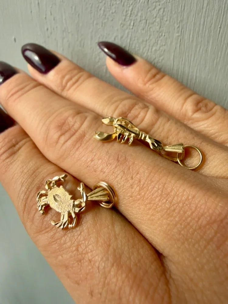 10K Yellow Gold Crab Charm Pendant - 10K Gold - Free shipping - 6
