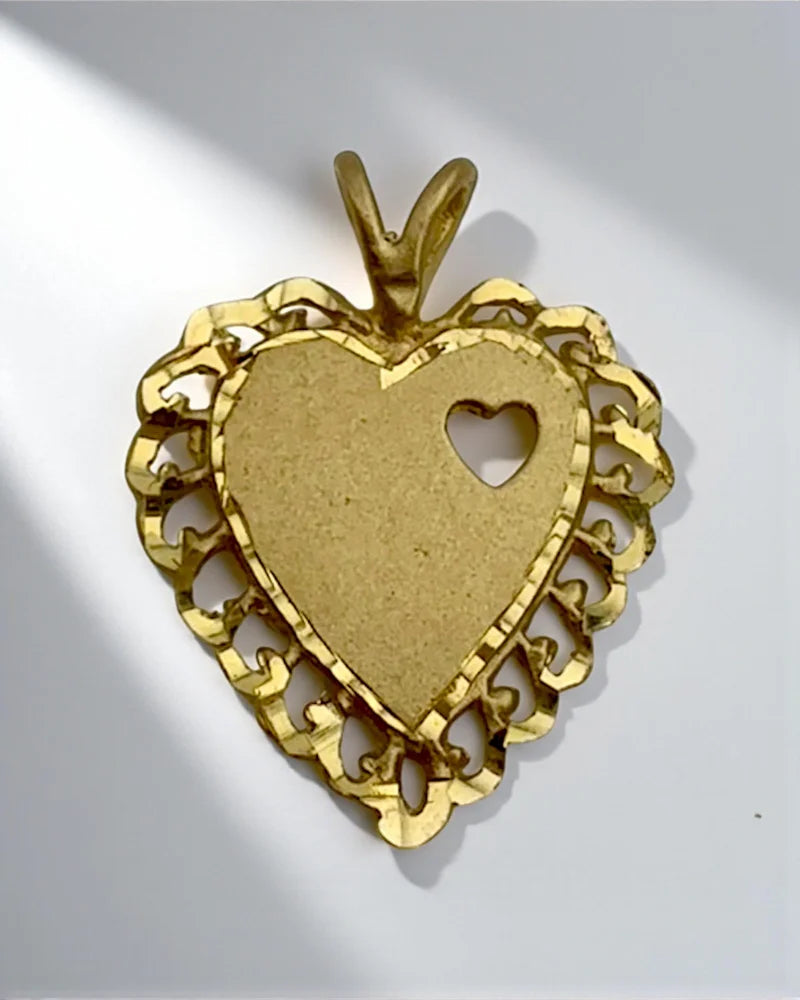 10K Yellow Gold Heart Pendant - 10K Gold - Free shipping - 1