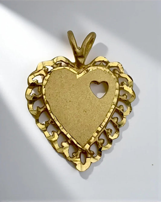 10K Yellow Gold Heart Pendant - 10K Gold - Free shipping - 1