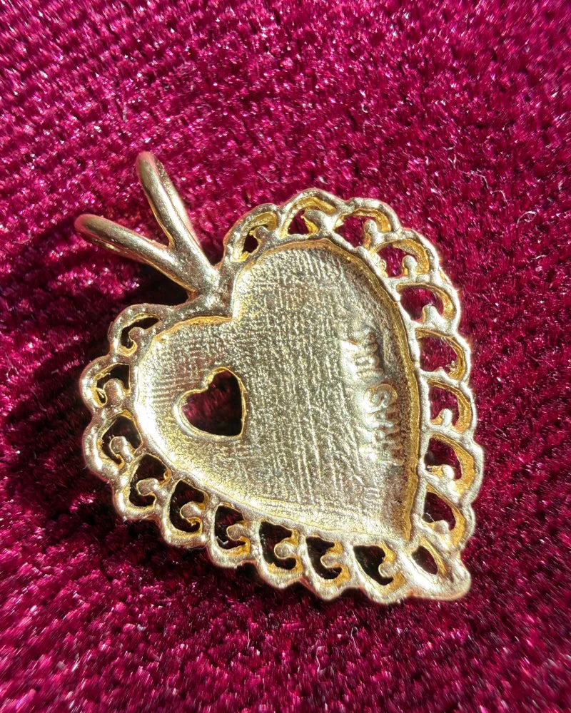 10K Yellow Gold Heart Pendant - 10K Gold - Free shipping - 2