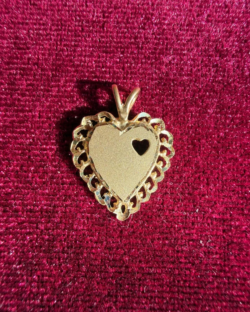 10K Yellow Gold Heart Pendant - 10K Gold - Free shipping - 3