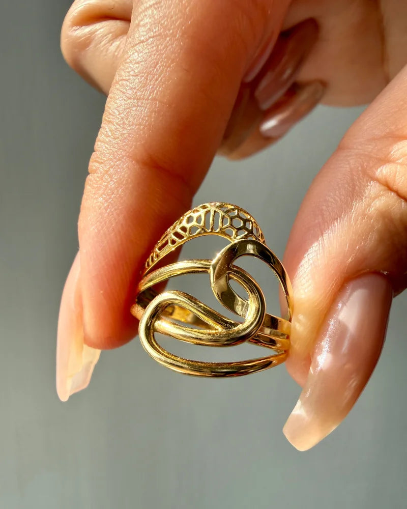 10K Yellow Gold Infinity Swirl Ring - 10K Gold - Free shipping - 2