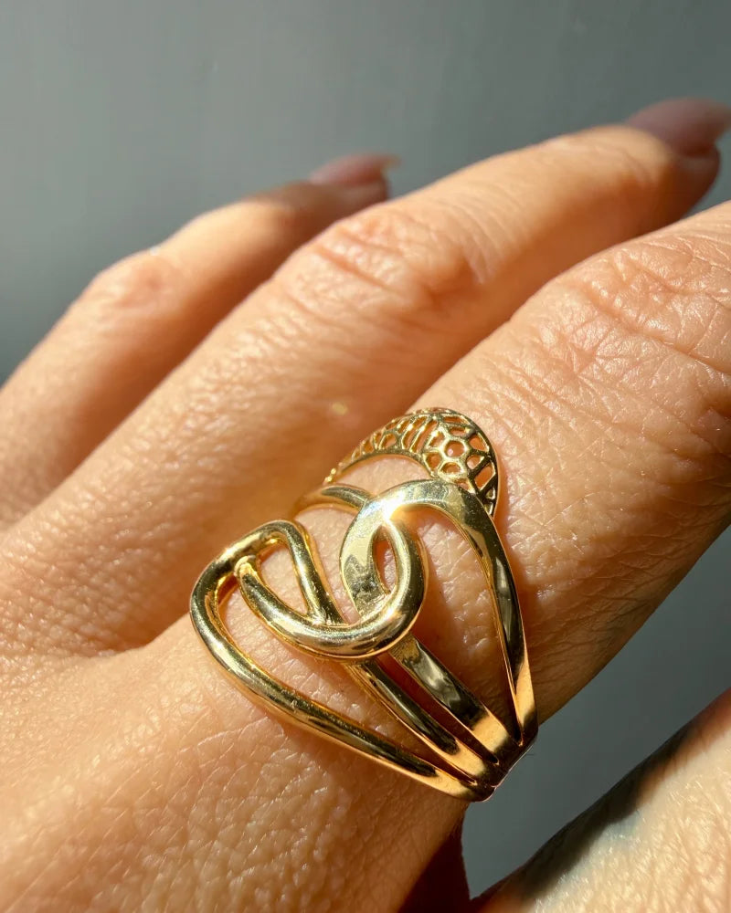 10K Yellow Gold Infinity Swirl Ring - 10K Gold - Free shipping - 4