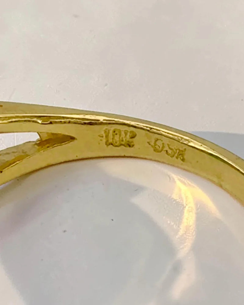 10K Yellow Gold Natural Emerald 5-Stone Ring - 10K Gold - Free shipping - 5