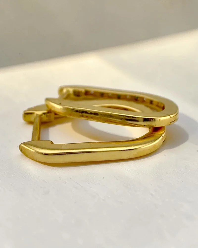 14K Gold Blue and White Diamond Hoop Earrings - 14K Solid Gold - Free shipping - 5