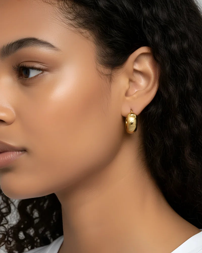 14K Gold Chunky Hoop Earrings - 18.5 mm - 14K Solid Gold - Free shipping - 2