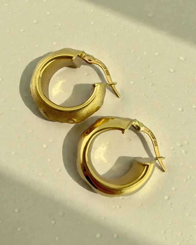 14K Gold Chunky Hoop Earrings - 18.5 mm - 14K Solid Gold - Free shipping - 3